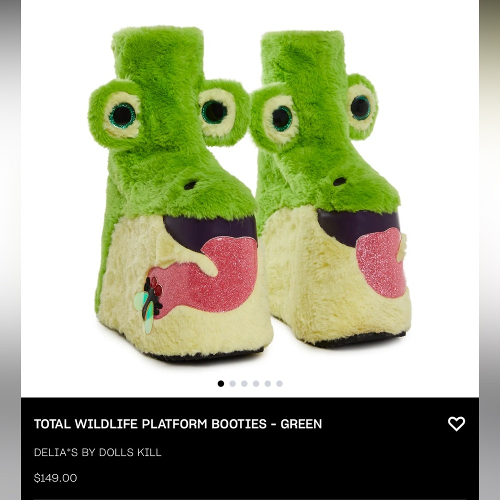 Delia’s by Dolls Kill -TOTAL WILDLIFE PLATFORM BOOTIES - GREEN size 7